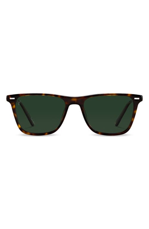 Atwater 51mm Polarized Rectangle Sunglasses in Brindle Tortoise Green