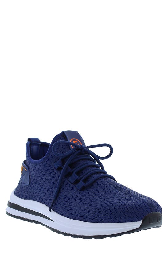 French Connection Shane Snake Embossed Knit Sneaker In Blue