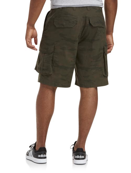 True Nation By Dxl Stretch Ripstop Cargo Shorts In Dark Olive