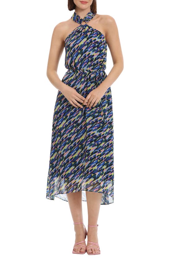 Donna Morgan For Maggy Halter High-low Dress In Blue Baby