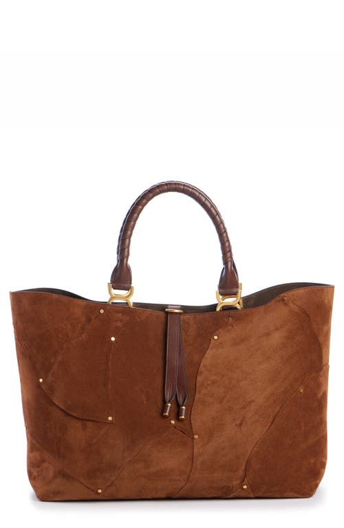 Chloé Marcie Patchwork Suede & Leather Tote in Caramel 247