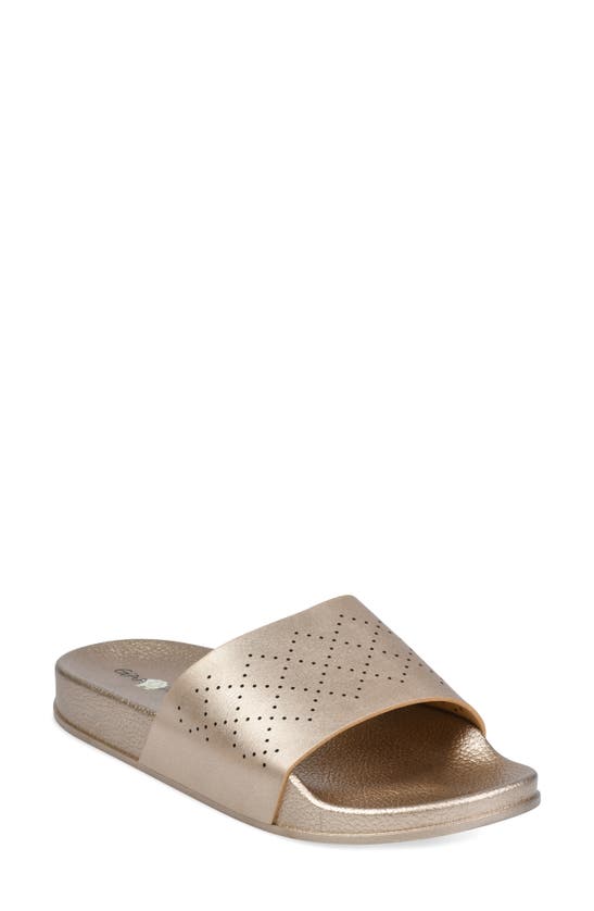 Shop Gaahuu Perforated Slide Sandal In Gold