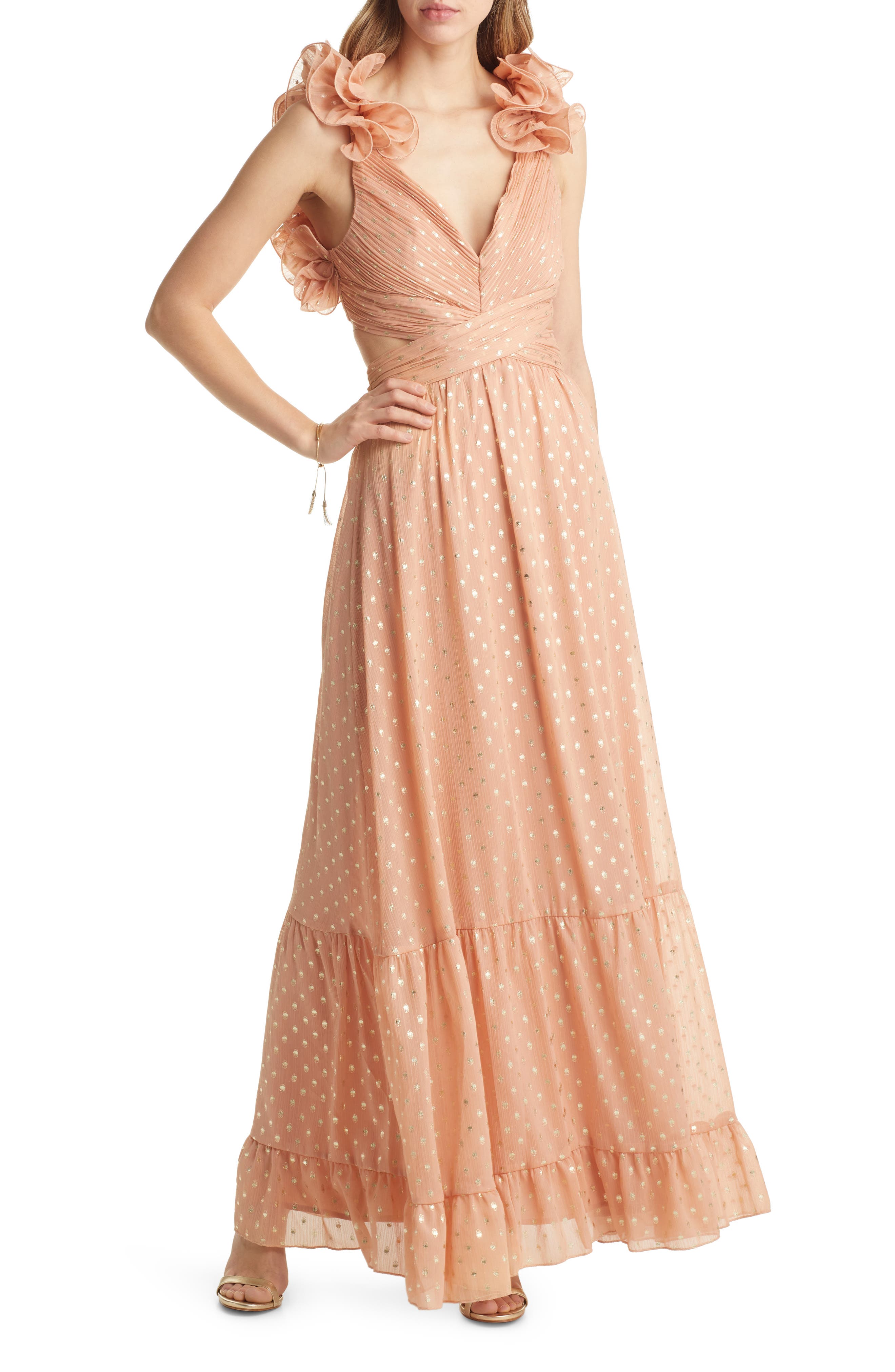 VICI Collection Shimmer Chiffon Ruffle 