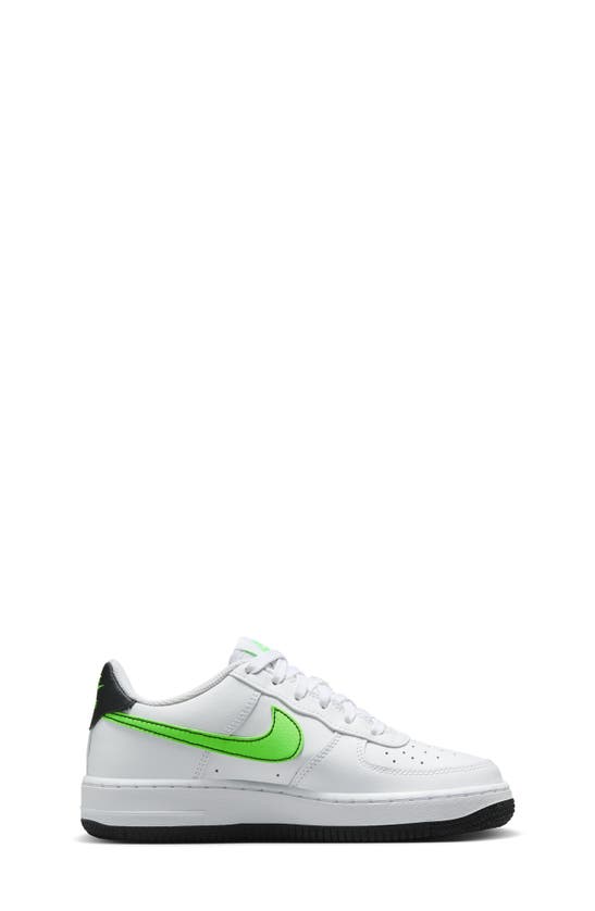 Shop Nike Kids' Air Force 1 Sneaker In White/ Black/ Green Strike