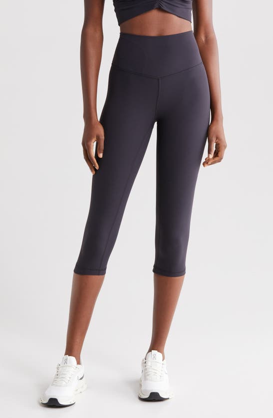 Shop Zella Studio Luxe High Waist Capri Leggings In Black