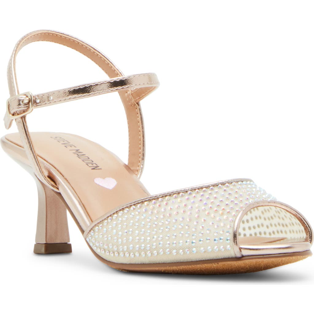 Steve Madden Jrave Ankle Strap Peep Toe Sandal In Rhinestone