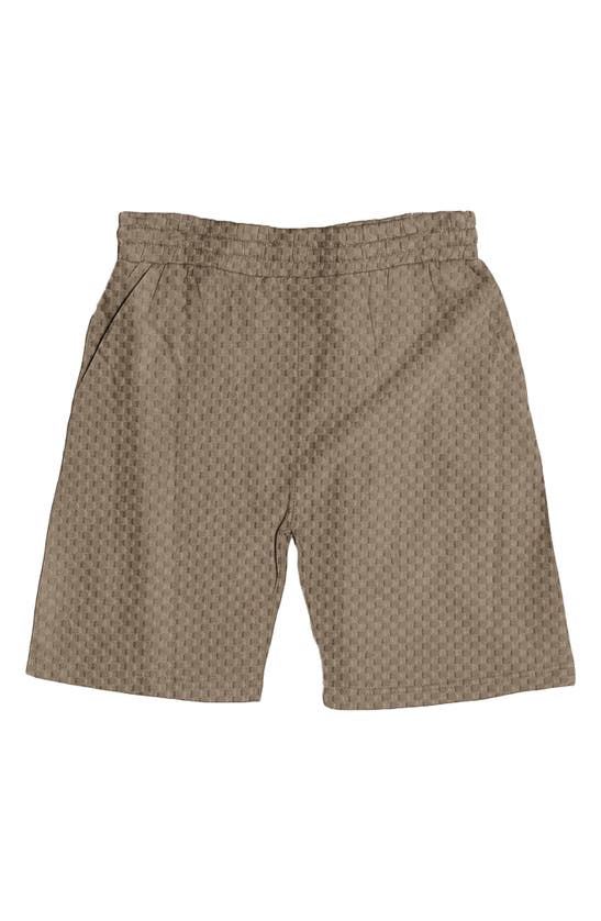 Fleece Factory Terry Embossed Squares Shorts In Beige