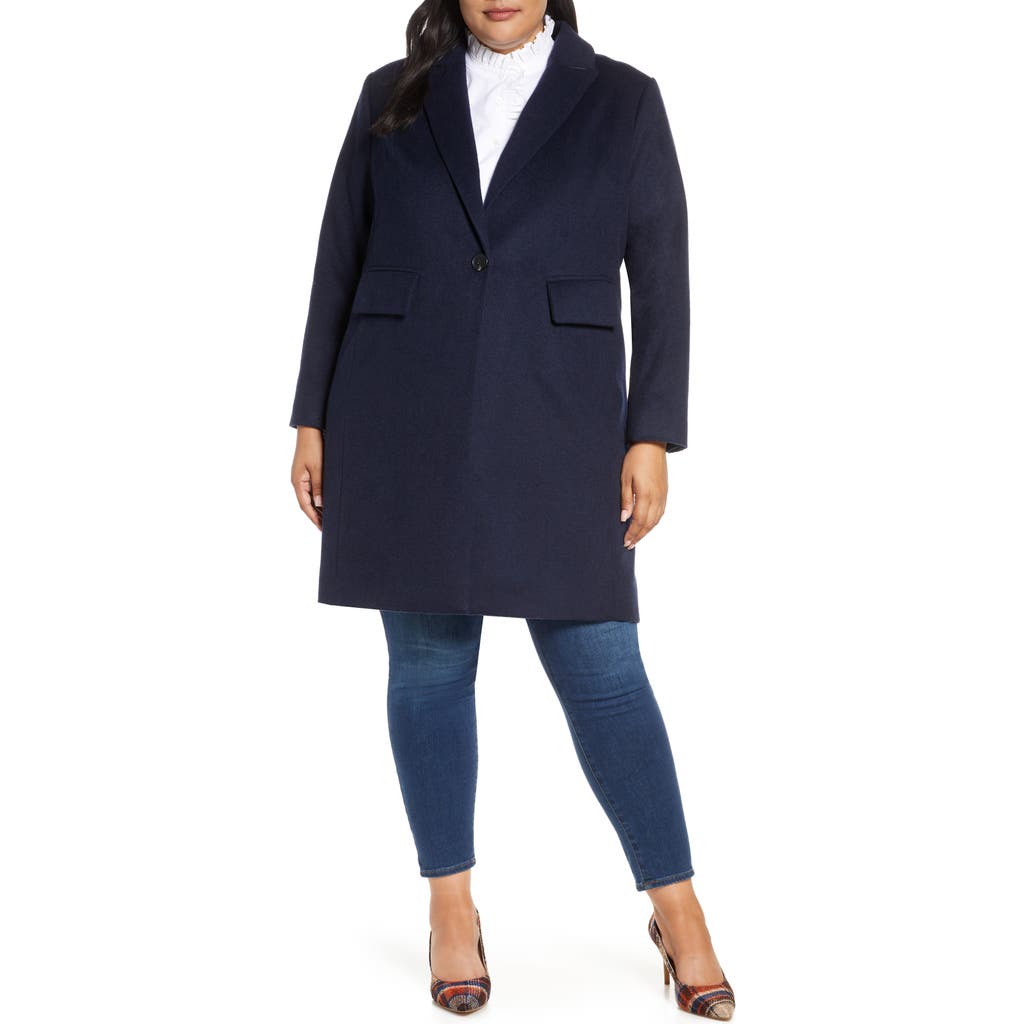 Court & Rowe One-button Plush Topper Coat In Blue
