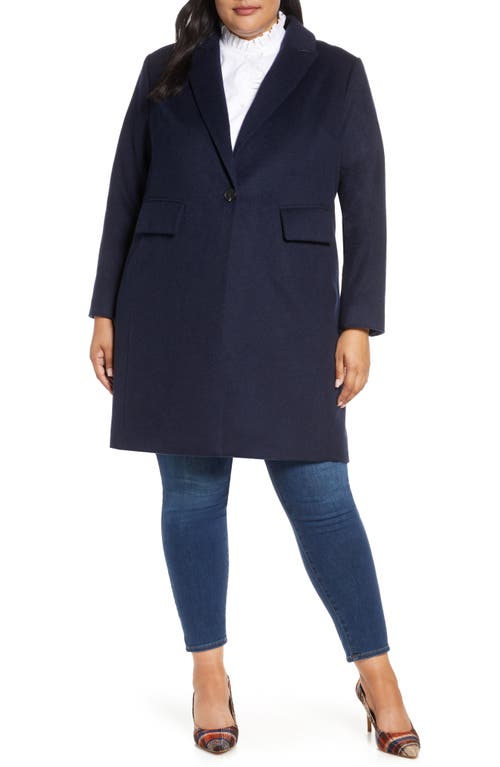 Court & Rowe One-Button Plush Topper Coat in Blue Night at Nordstrom, Size 3X