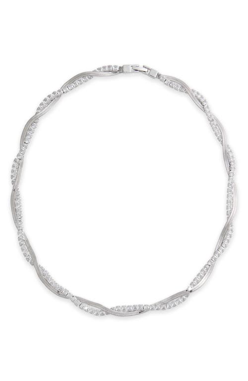 Nordstrom Cubic Zirconia Twisted Necklace in Clear- Rhodium at Nordstrom