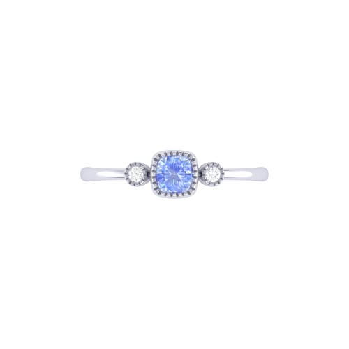 Luvmyjewelry Cushion Cut Tanzanite & Diamond Birthstone Ring In 14k Gold In White Gold
