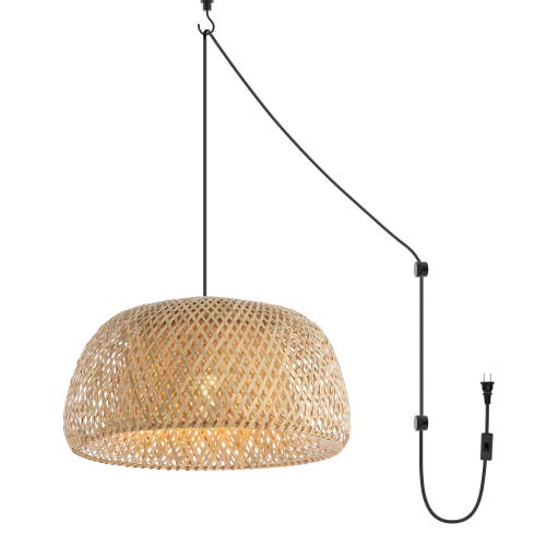 Shop Jonathan Y Mateo 1-light Farmhouse Coastal 180" Cord Plug-in Or Hardwired Led Pendant In Brown