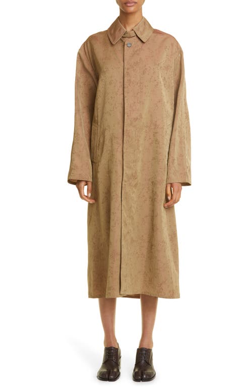 Pigment Print Faille Trench Coat in Camel