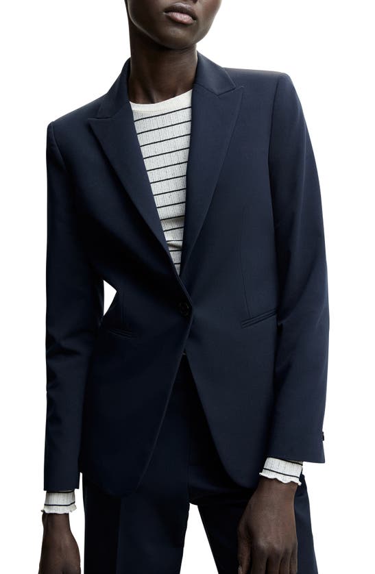 Shop Mango Suit Blazer In Dark Navy