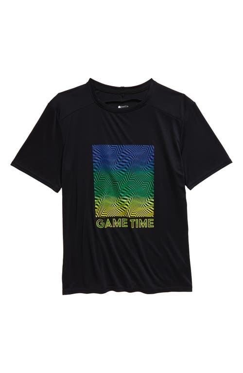 zella Kids' Apex Graphic Tee in Black Wiggle Game Time
