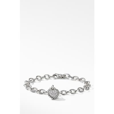 David Yurman Cable Cookie Classic Heart Charm Bracelet With Diamonds