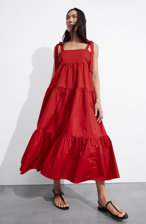 Shop & Other Stories Tiered Cotton Sundress In Red