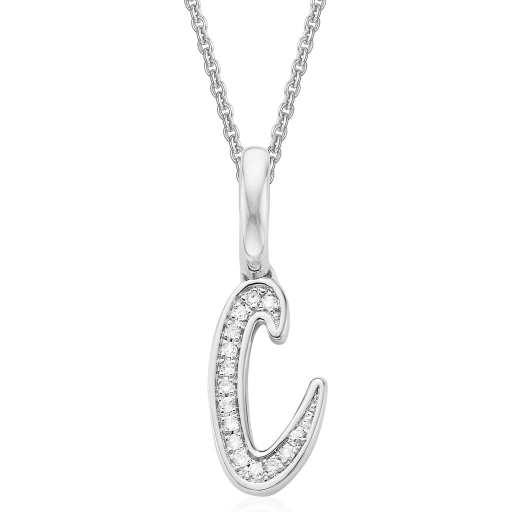 Shop Monica Vinader Alphabet Diamond Pavé Pendant Charm In Silver/diamond- C
