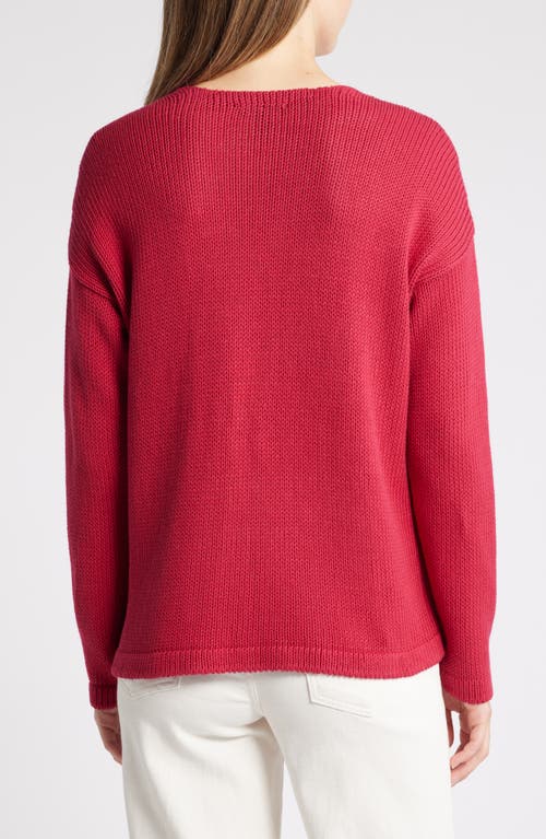 Shop Eileen Fisher V-neck Organic Cotton Pullover Sweater In Azalea