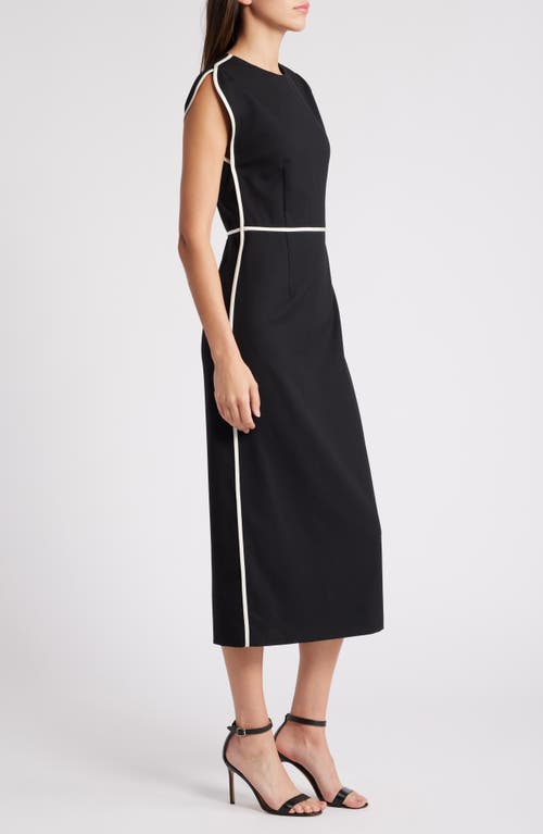 Shop Hugo Boss Boss Detira Wool Blend Sheath Midi Dress In Black