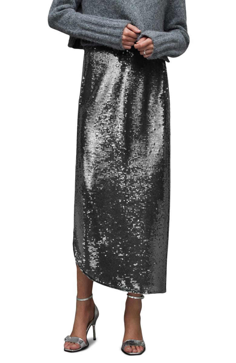 AllSaints Opal Sequin Skirt, Main, color, 