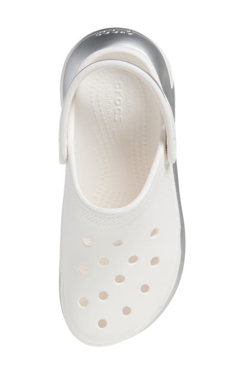 Shop Crocs Mega Crush Metallic Detail Clog In White/silver