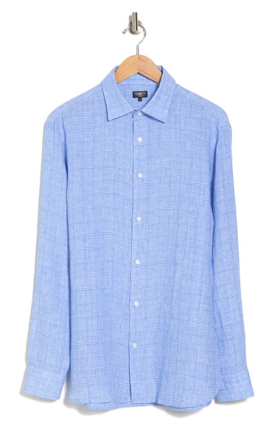 Faherty Classic Fit Linen Button-up Shirt In Blue