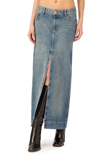 Dl1961 Asra Womens Slit Cotton Denim Skirt In Aged Mid Vintage