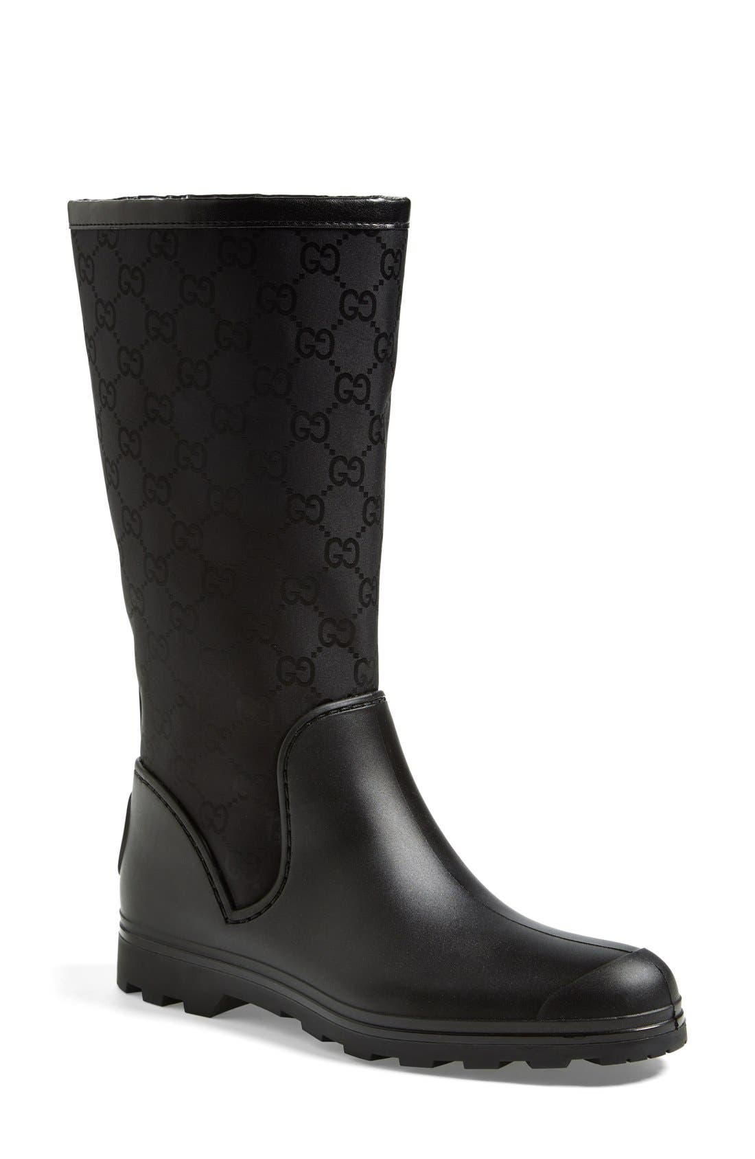 gucci rain boots black