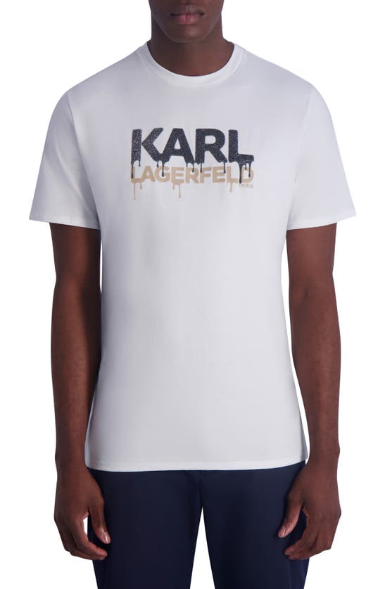 Karl Lagerfeld Drip Logo Graphic Print T-shirt In White