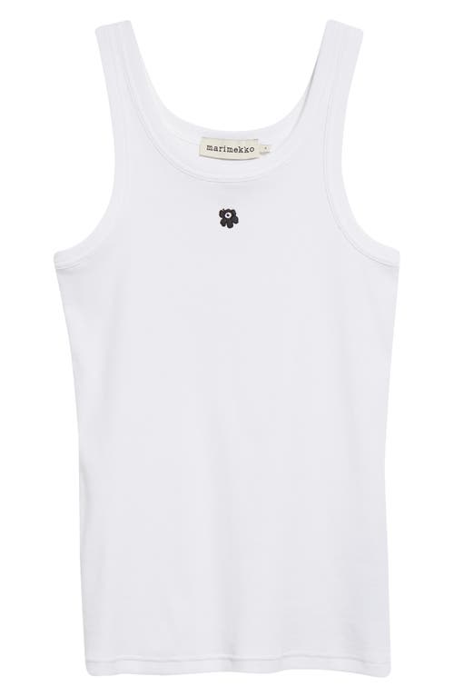 Shop Marimekko Kedol Unikko Rib Tank Top In White/black