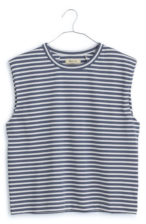 Shop Madewell Structured Shoulder Pad Muscle Tee In Sunfaded Indigo