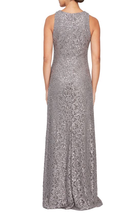 Alex Evenings Sequin Ruched Ruffle A-line Dress In Charcoal