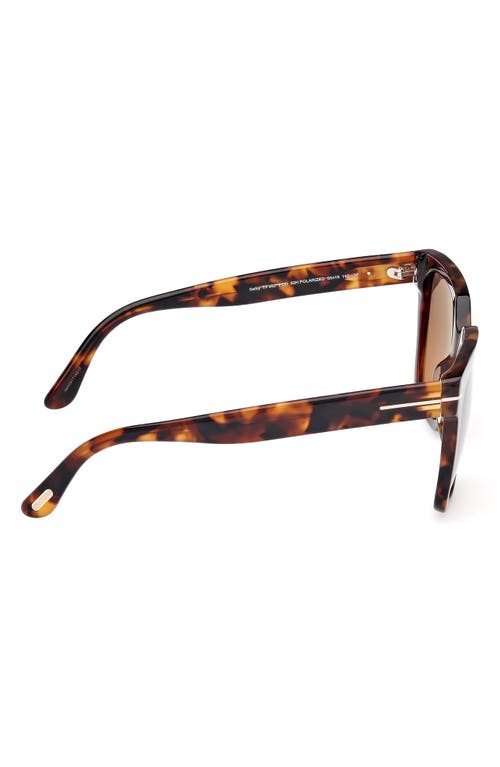 Tom Ford Haylay Acetate Rectangle Sunglasses In Vntg Dk Havana/grad Smk Brown
