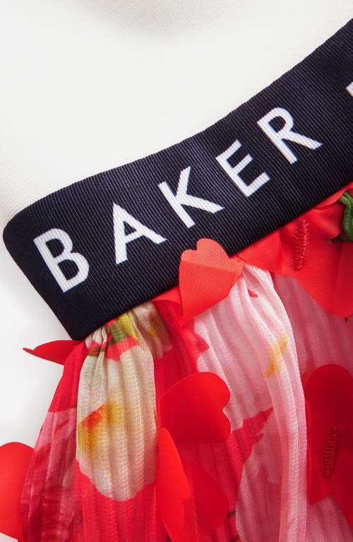 Shop Ted Baker Baker By  Kids' 3d Floral Fit & Flare Dress In Red