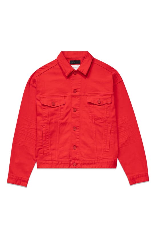 Purple Brand Molten Lava Palms Denim Jacket In Red