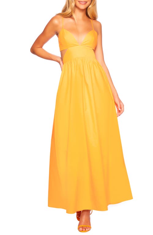 Shop Susana Monaco Cutout Cotton Poplin Maxi Sundress In Zinnia