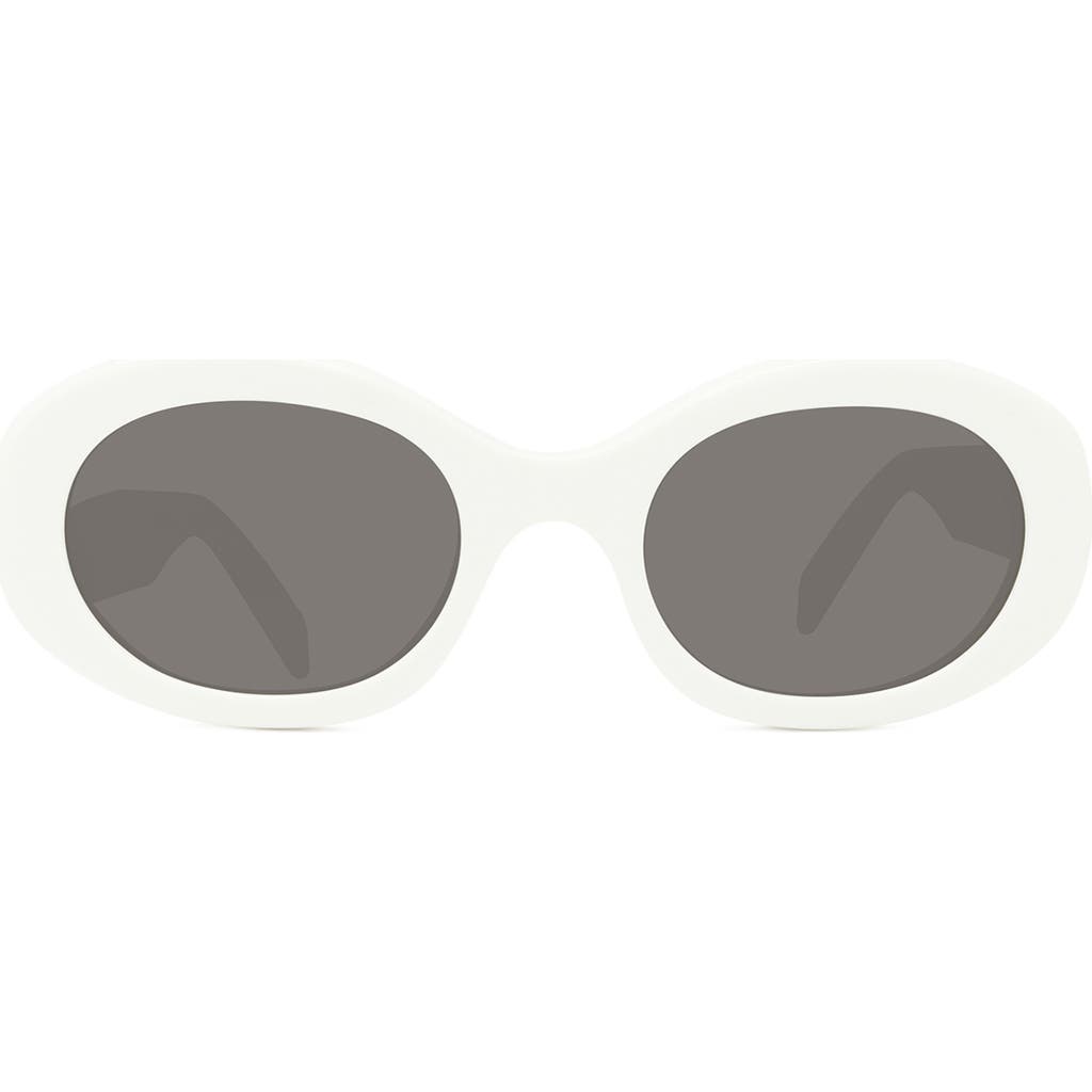 Celine Cl40194u Triomphe 25a Sunglasses In Shiny Solid Ivory/smoke