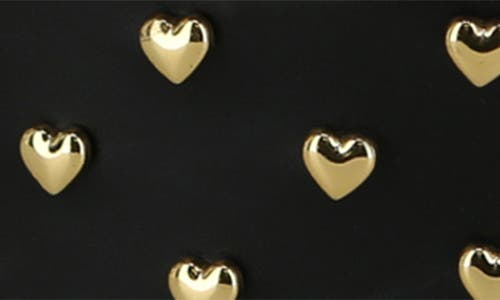 Moschino Heart Studded Platform Heels Woman Sandals Black Size 8 Tanned Leather In Black