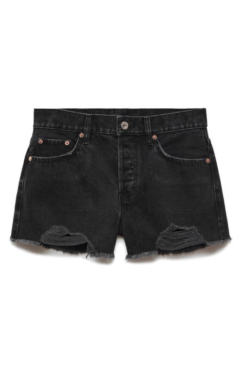 Mango Cutoff Denim Shorts In Black