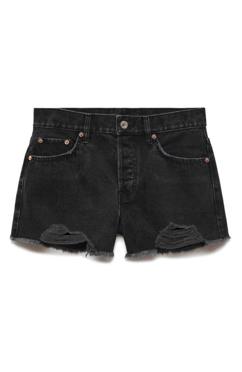 MANGO Cutoff Denim Shorts Black at Nordstrom,