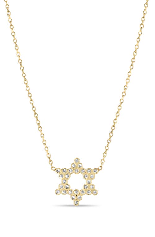 Zoë Chicco Diamond Star of David Pendant Necklace in Yellow Gold at Nordstrom, Size 16
