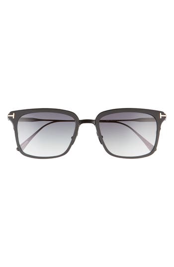 Shop Tom Ford Hayden 54mm Square Sunglasses In Matte Black/gradient Smoke