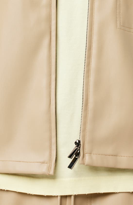 Shop Hudson Jeans Short Sleeve Faux Leather Zip Shirt In Sandy