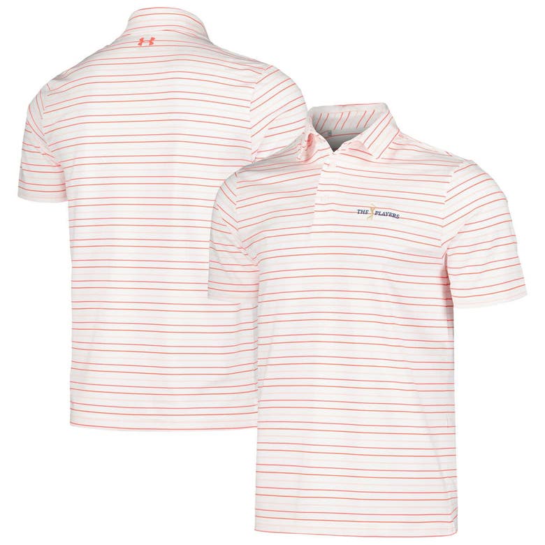 Under Armour White The Players Tee To Green Trace Stripe Polo
