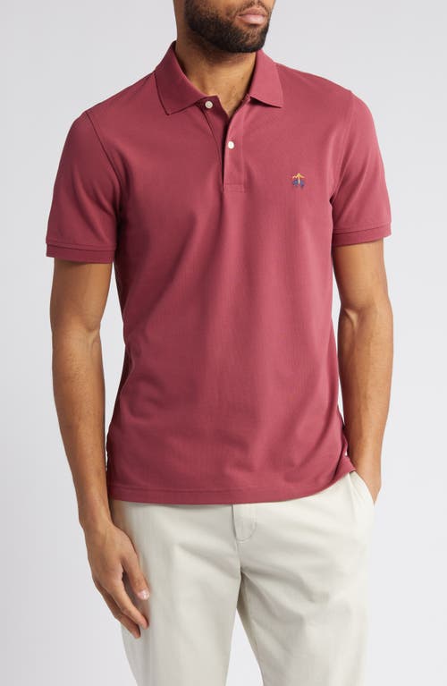 Stretch Cotton Piqué Knit Polo in Maroon