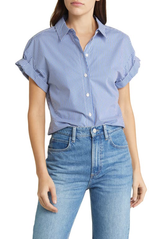 FRAME Organic Cotton Button-Up Shirt in Ultramarine Multi