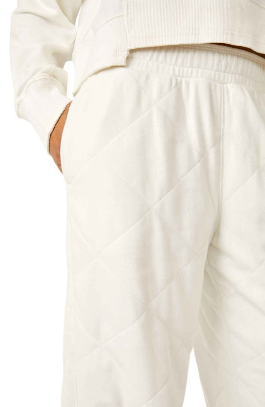 Shop Fp Movement All Star Quilted Cotton Blend Joggers In Ivory