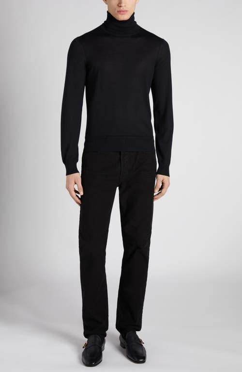 Shop Tom Ford Fine Gauge Cashmere & Silk Turtleneck Sweater In Black