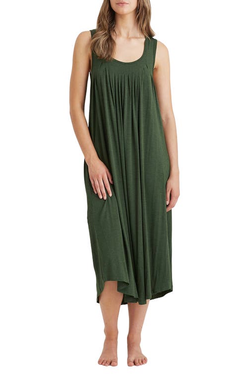 Shop Papinelle Kate Pleated Nightgown In Forest Green